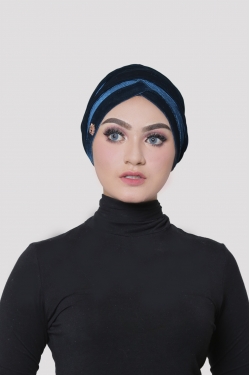 MARILYN INSTANT TURBAN  VELVET - BLUE